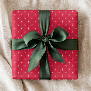 Modern Red Star Christmas Holiday Pattern Wrapping Paper