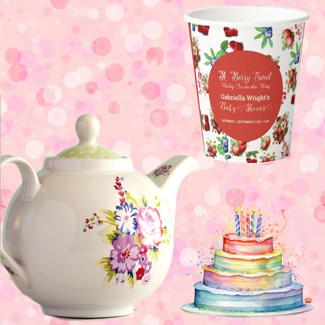 Modern Red Strawberry Blue Berry Sweet Baby Shower Paper Cups (Modern Red Strawberry Blue Berry Sweet Baby Shower Paper Cups)