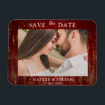 Modern Red String Lights  Save The Date Photo Magnet<br><div class="desc">Modern Red String Lights Save The Date Photo Magnet.</div>