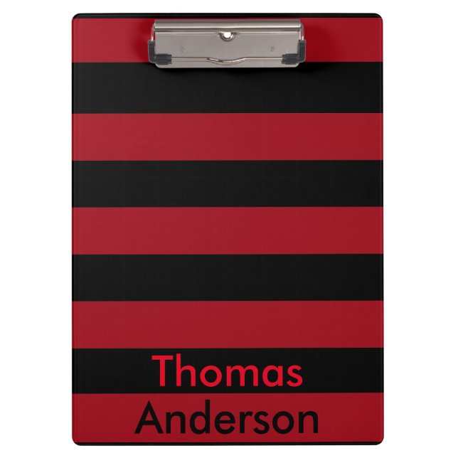 Modern Red Striped Clipboard (Front)