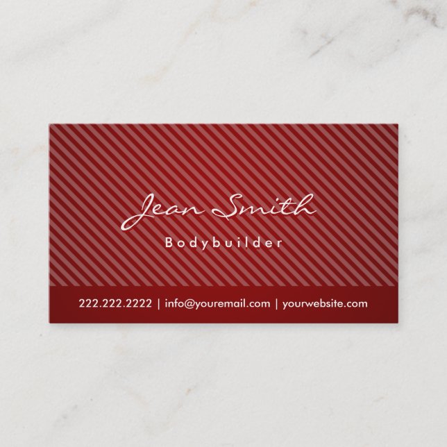 Modern Red Stripes Bodybuilding Business Card (Front)