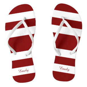 Modern Red Stripes Name Thongs