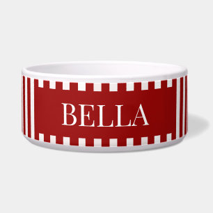 Modern Red Stripes Pattern Personalized Dog Pet