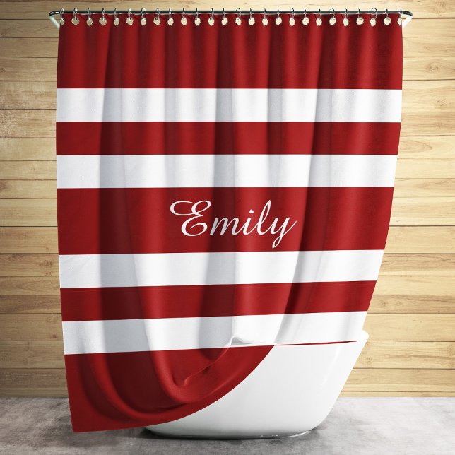 Modern Red Stripes Pattern Shower Curtain (Modern Red Stripes Pattern Shower Curtain)