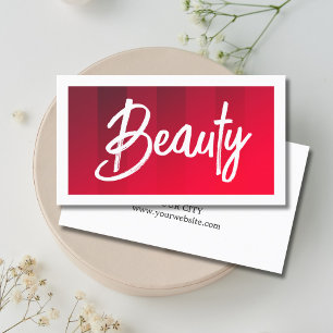 Modern Red Stripes White Beauty Hair Makeup Business Card