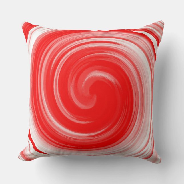 Modern Red Swirl Abstract Art Cushion (Front)
