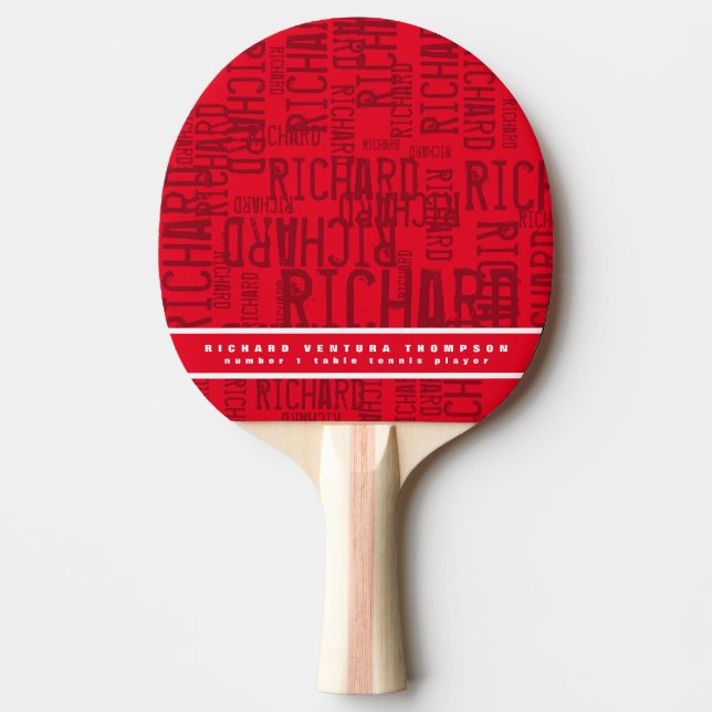 modern Red table-tennis-paddle with name Ping Pong Ping Pong Paddle (Front)