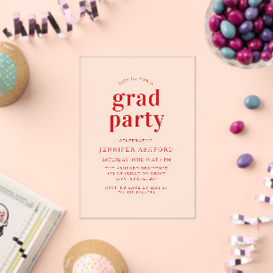 Modern Red Trendy Graduation Party Acrylic Invitations