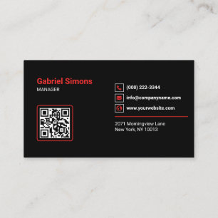 Modern Red Triangle Building Roofing QR Code Business Card