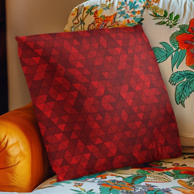 Modern Red Triangles Chic and Stylish Geometric  Cushion (Creator Uploaded)