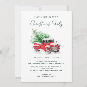Modern Red Truck Christmas Party Invitation