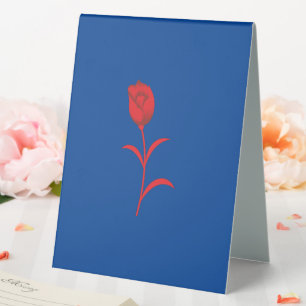 Modern Red Tulip Minimalist Table Tent Sign