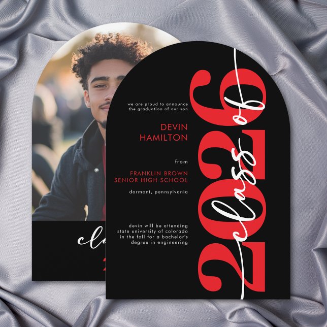 Modern Red Typography Arch Grad Announcement (Modern Red Typography Arch Grad Announcement)