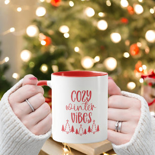 Modern Red Typography Cozy Winter Vibes  Mug