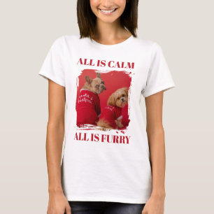 Modern Red Typography Funny Pet Photo Christmas T-Shirt