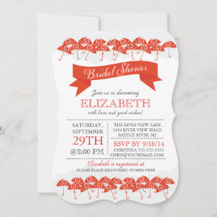 Modern Red Umbrella Bridal Shower Invitation