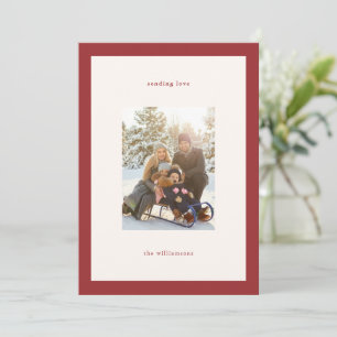 Modern Red Valentine's Day Love Family Photo Holiday Card