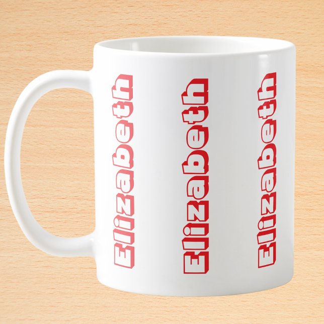Modern Red Vertical Name Personalised Coffee Mug (Creator Uploaded)