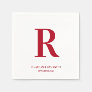 Modern Red Wedding Monogram Napkins