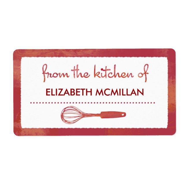 Modern Red Whisk Canning/Kitchen Labels (Front)