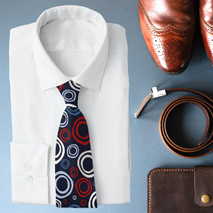 Modern Red White And Blue Geometric Pattern Tie
