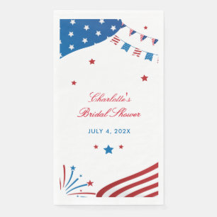 Modern Red White and Blue Patriotic Bridal Shower Napkin