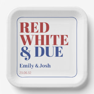 Modern Red White and Due 4th July USA Baby Shower  Paper Plate