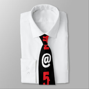 Modern red white black lettering Fashionable Tie