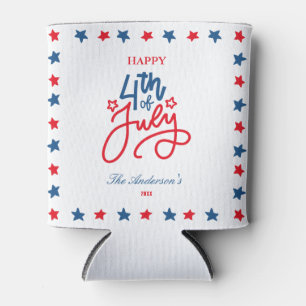 Modern Red, White & Blue 4Th July Dinner Party Can Cooler