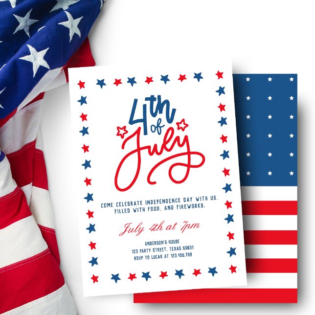 Modern Red, White & Blue 4Th July Dinner Party Invitation (Creator Uploaded)