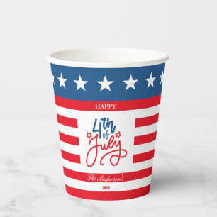 Modern Red, White & Blue 4Th July Dinner Party Pap Paper Cups