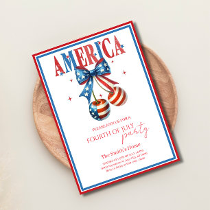 modern Red White &Blue 4th of July Party Invitation