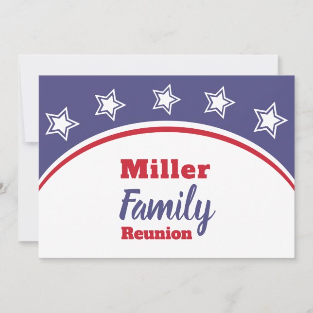 Modern Red White Blue Family Reunion Invitation (Front)