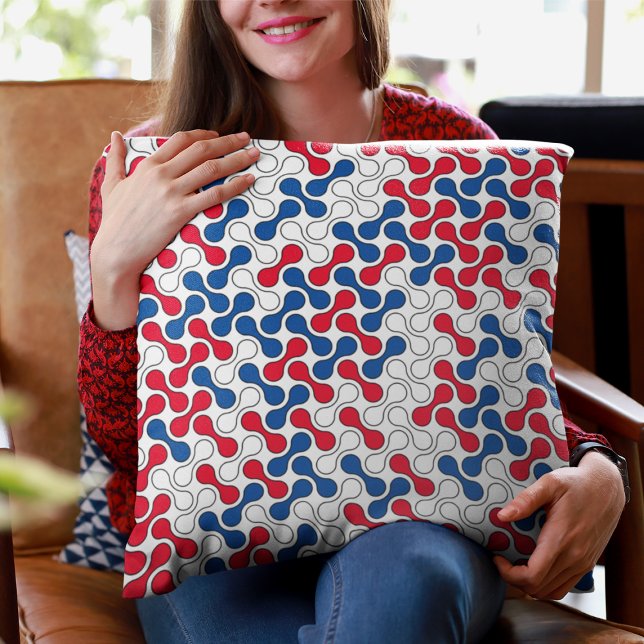 Modern Red White Blue Geometric Metaball Pattern Cushion (Creator Uploaded)