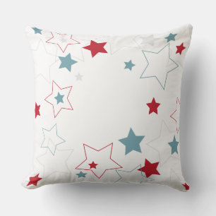 Modern Red White & Blue Patriotic Stars Cushion