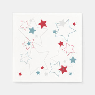 Modern Red White & Blue Patriotic Stars Napkin