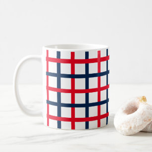 Modern red white blue plaid patriotic grid pattern coffee mug
