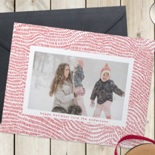 Modern Red & White Christmas Frame Photo Happy Holiday Card
