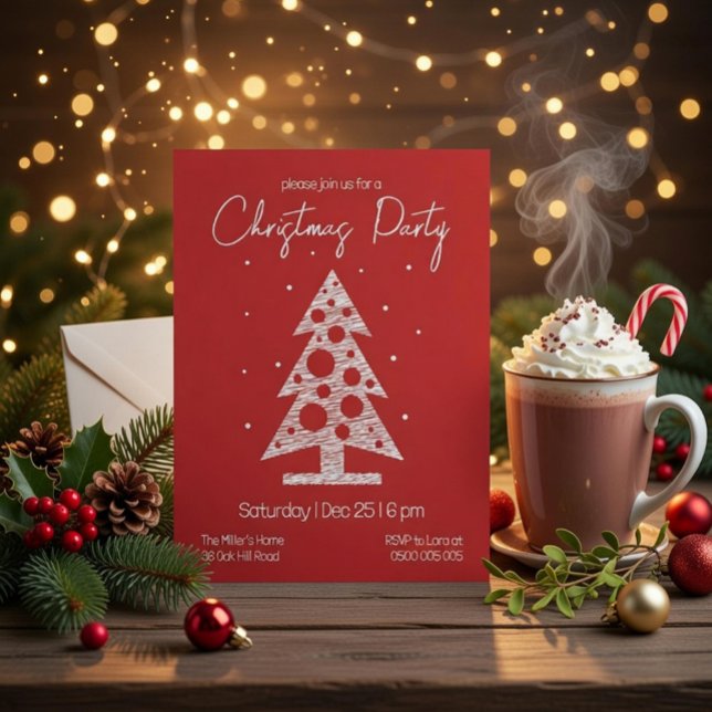 Modern Red & White Christmas Party Invitation (Creator Uploaded)