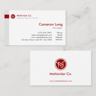 Modern Red White Clean Minimalist Manager Designer Business Card