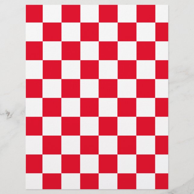Modern Red White Croatian Checkers Scrapbook Paper (Front)
