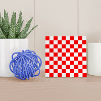 Modern Red White Croatian Chequerboard Pattern