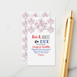 Modern Red White & Due 4th July Baby Shower Enclosure Card