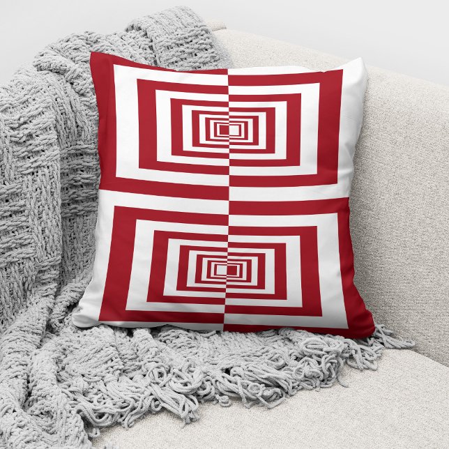 Modern Red White Geometric Cushion (Creator Uploaded)