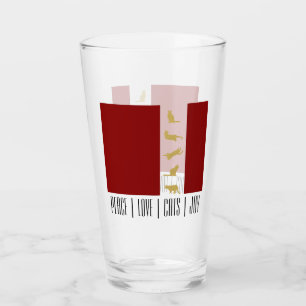 Modern Red White Gold Cat Lover Christmas Glass