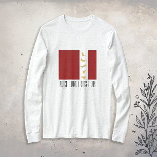 Modern Red White Gold Cat Lover Christmas T-Shirt