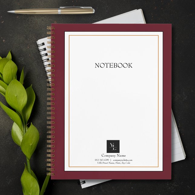 Modern Red White Gold with Business Logo Notebook (Creator Uploaded)