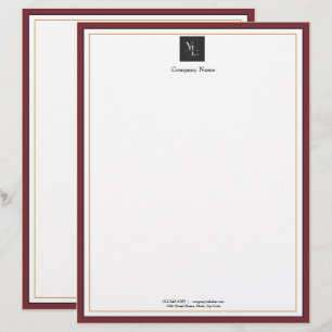 Modern Red White Gold with Logo Business Custom Letterhead