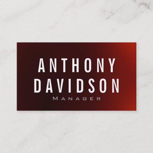 Modern Red White Huge Letters Business Card (Front)