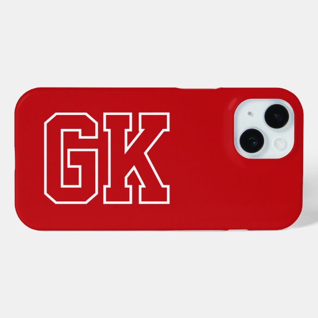 Modern Red White Monogram Initials Case-Mate iPhone Case (Back (Horizontal))